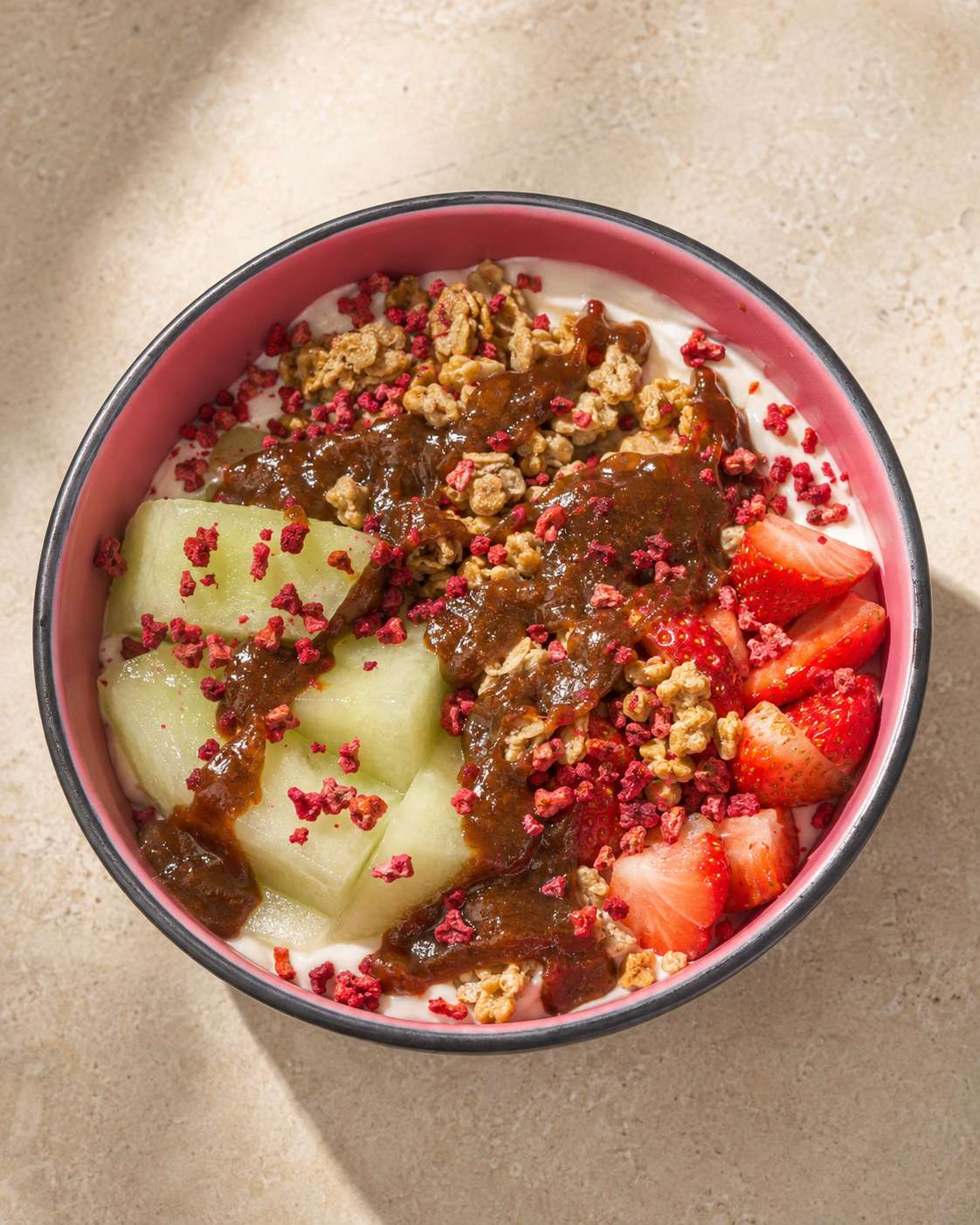 Drizzle Business: Melon & Strawberry Granola Bowl